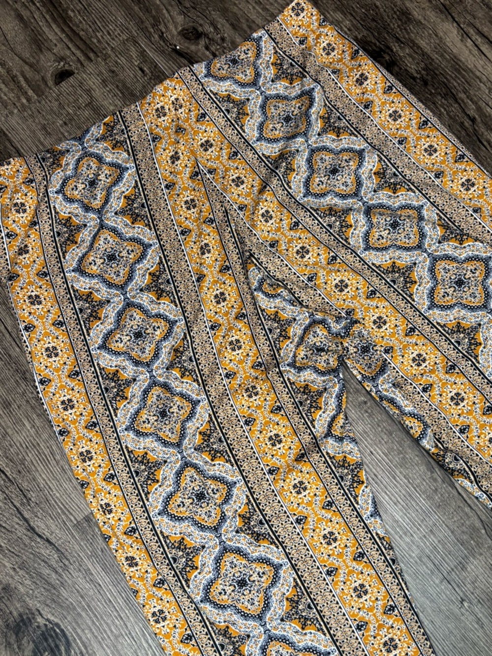 Boho Pattern High Waisted Pants Soft Stretchy Material Bell Bottom Flare Palazzo - Picture 10 of 12